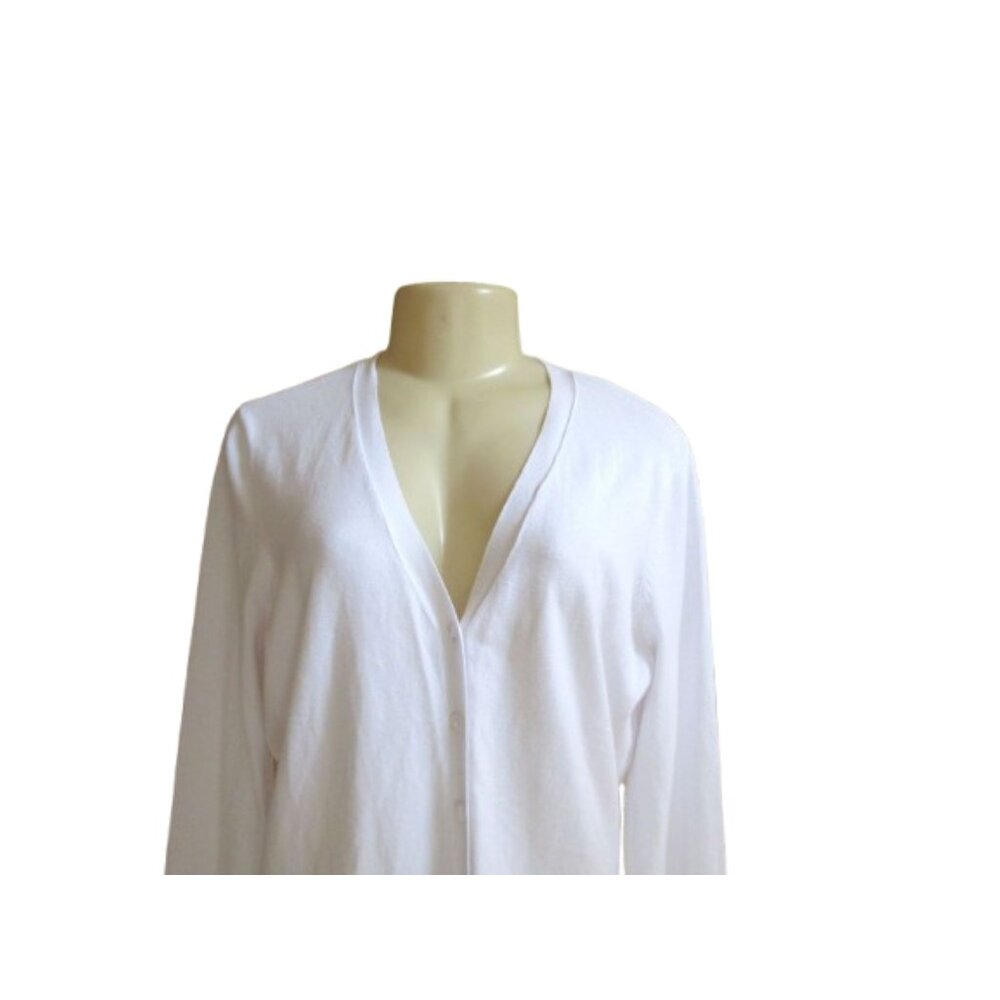 New, Renuar White Button Down Cardigan W/ One Pocket Size M